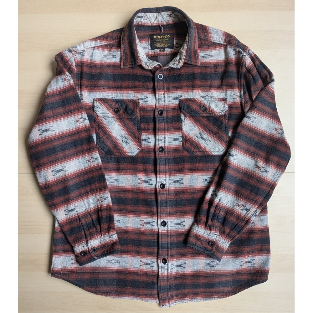 Burton Snowboard Brighton Burly Flannel Aztec Button Down Black Coffee Ludlow‎ M